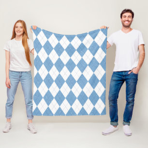 Blau-weißes geometrisches Diamant-Argyle-Muster Fleecedecke