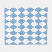 Blau-weißes geometrisches Diamant-Argyle-Muster Fleecedecke (Vorderseite (Horizontal))