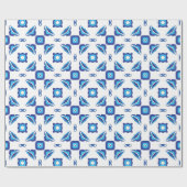 Blau-weißes geometrisches Muster Geschenkpapier (Flach)
