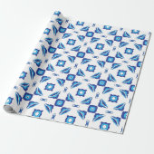 Blau-weißes geometrisches Muster Geschenkpapier (Ungerollt)