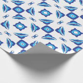 Blau-weißes geometrisches Muster Geschenkpapier (Ecke)