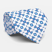 Blau-weißes geometrisches Muster Krawatte (Gerollt)