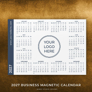 Blau-weißes Geschäftslogo 2027 Magnetkalender Magnetkarte