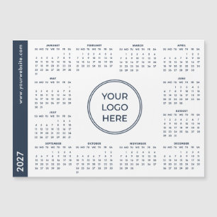 Blau-weißes Geschäftslogo 2027 Magnetkalender  Magnetkarte