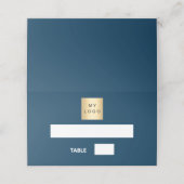 Blau weißes Geschäftslogo-Event Platzkarte (Außenseite Aufgefaltet)