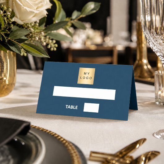 Blau weißes Geschäftslogo-Event Platzkarte