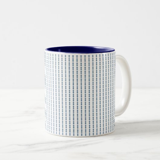 Blau, weißes gestreiftes, Streifen, Aquarell-Kunst Zweifarbige Tasse (VorderseiteRechts)