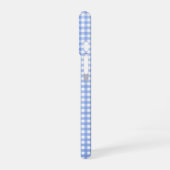 Blau-weißes Gingham-Muster iPhone 16 Hülle (Linke Seite)