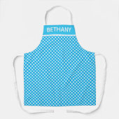 Blau-weißes Gingham-Muster personalisiert Schürze (Vorderseite)