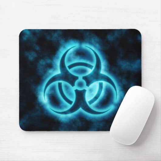 Blau-Weißes Glühen-Biogefährdung-Symbol Mousepad (Mit Mouse)