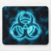 Blau-Weißes Glühen-Biogefährdung-Symbol Mousepad (Vorne)