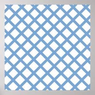 Blau-weißes Harlekin-Diamant-Streifenmuster Poster