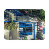 Blau-weißes Haus in Mykonos, Griechenland Magnet (Horizontal)