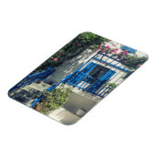 Blau-weißes Haus in Mykonos, Griechenland Magnet (Linke Seite)