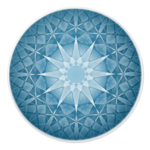 Blau Weißes Kaleidoskop Muster Mandala Keramikknauf