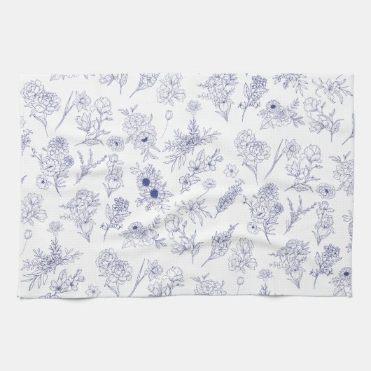 Blau-weißes klassisches Blumen-Tee-Tuch Geschirrtuch (Horizontal)