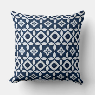 Blau-weißes, maritimes Boho-Wurfkissen Kissen