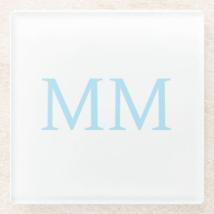 Blau-weißes minimalistisches professionelles Monog Glasuntersetzer
