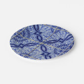 Blau + Weißes Mittelmeer Azulejo Fliesenmuster Pappteller (Schrägansicht)