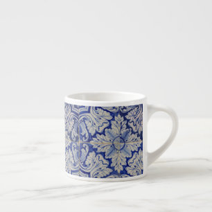 Blau-weißes Mittelmeer-Rosenmuster im Vintage-Stil Espressotasse