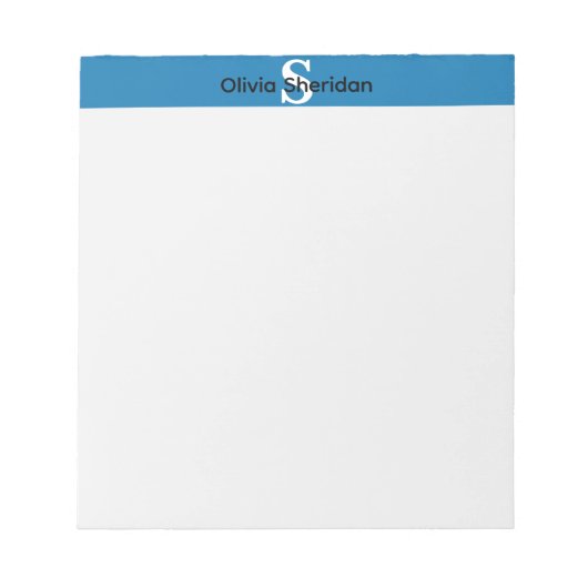 Blau-weißes Monogramm-Notizbuch Notizblock (Vorderseite)