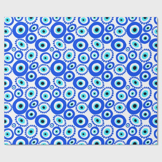 Blau-weißes Muster des griechischen Auges Geschenkpapier (Flach)