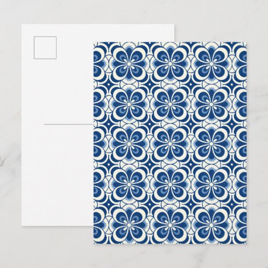 Blau-weißes Muster Hintergrund Postkarte (Vorne/Hinten)