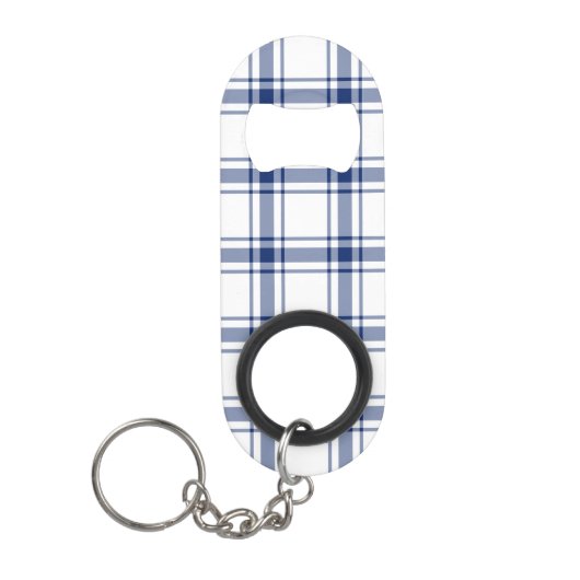 Blau-weißes nautisches Karo Mini Flaschenöffner (Vorderseite)