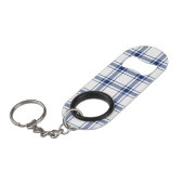 Blau-weißes nautisches Karo Mini Flaschenöffner (Vorderseite Schrägansicht)