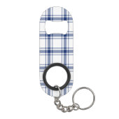 Blau-weißes nautisches Karo Mini Flaschenöffner (Rückseite)