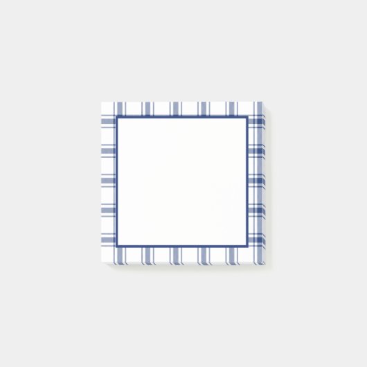 Blau-weißes nautisches Karo Post-it Klebezettel (Vorderseite)