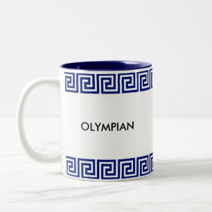 Blau-weißes olympisches griechisches geometrisches zweifarbige tasse