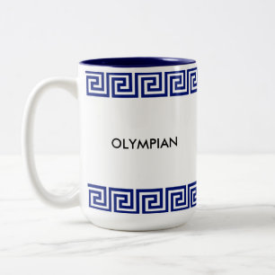 Blau-weißes olympisches griechisches geometrisches zweifarbige tasse