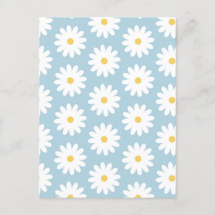 Blau-weißes Retro-Daisy-Muster im Vintage-Stil Postkarte