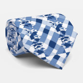 Blau-weißes Schachmuster Krawatte (Gerollt)