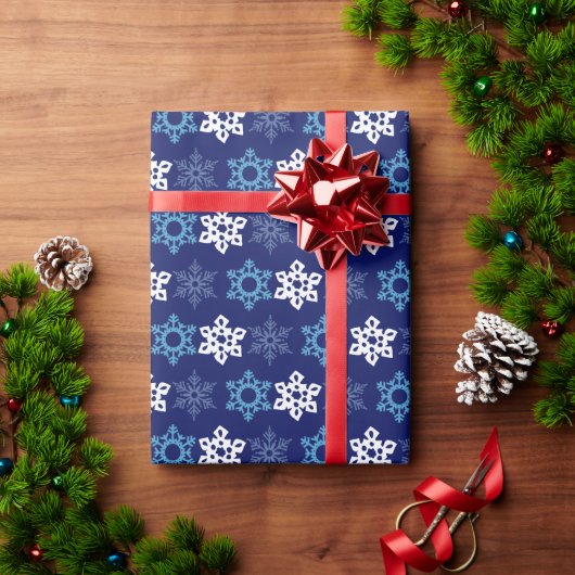 Blau-Weißes Schneeflockenmuster-Verpackungspapier Geschenkpapier (Feiertagsgeschenk)