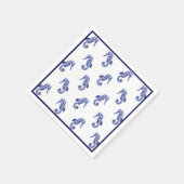 Blau-weißes Seepferd Serviette (Ecke)