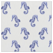 Blau-weißes Seepferd Stoff (Nahaufnahme)