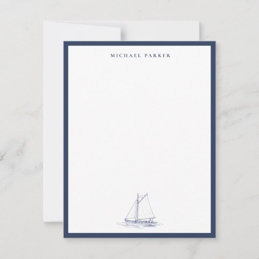 Blau-weißes Segelboot Maritim Dankeskarte (Vorderseite)