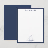 Blau-weißes Segelboot Maritim Dankeskarte (Vorne/Hinten)