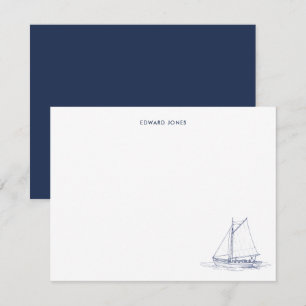 Blau-weißes Segelboot Yacht  Dankeskarte