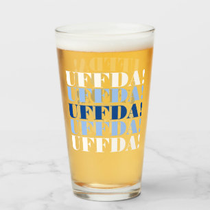 Blau-weißes Uffda-Bierglas Glas
