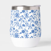 Blau-weißes Vintage-Blumen-Toile-Muster (Links)