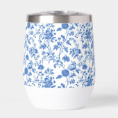 Blau-weißes Vintage-Blumen-Toile-Muster (Vorderseite)