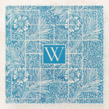 Blau-Weißes Vintage-Blumenmuster