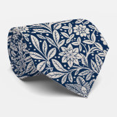 Blau-weißes Vintage-Blumenmuster Krawatte (Gerollt)