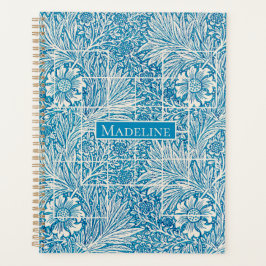 Blau-weißes Vintage-Blumenmuster Planer