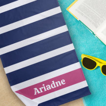 Blau-Weißrosa Streifen Monogramm