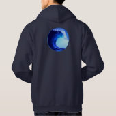 Blau-Welle im Surfstil Hoodie (Rückseite)