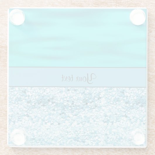 Blau-Wellen u. Glitzer Glasuntersetzer (Rückseite)